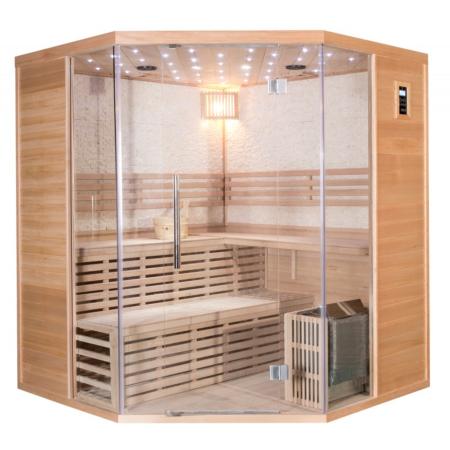 Sauna angle traditionnel 5-6 places SNÖ + poêle SAWO 8000W
