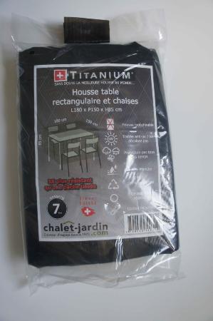 TITANIUM Housse de protection pour table rectangle et chaise 180x85 cm - Noir - 90g
