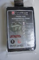 TITANIUM Housse de protection pour table rectangle et chaise 300x85 cm - Noir - 90g