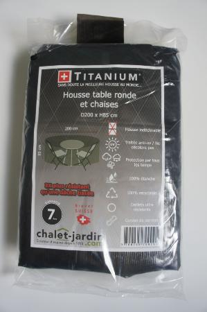 TITANIUM Housse de protection pour table ronde et chaise 200x85 cm - Noir - 90g