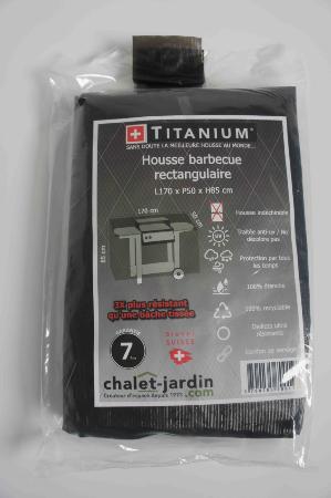 TITANIUM Housse de protection pour barbecue rectangle 170 cm - Noir - 90g