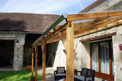 Toit Couv'Terrasse® en bois 3x10,4 m - Avec toit polycarbonate