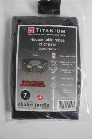 TITANIUM Housse de protection pour table ronde et chaise 120x85 cm - Noir - 90g