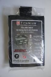 TITANIUM Housse de protection table rectangle et chaise 240x85 cm - Noir - 90g