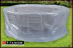 TITANIUM Housse protection table ronde & chaises – 215x215x90cm 