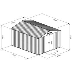 X-METAL Abri de jardin métal 9,12m² WoodTouch beige + kit d'ancrage 